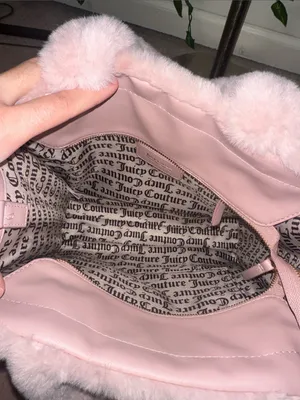 Juicy Couture Pink Let’s Get Cozy Faux Fur Tote Bag Removable Strap With Zipper thumbnail 4