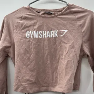Gymshark Pink Beige Cropped Ruched Tie Up Ribbon Long Sleeve Top‎ Size M thumbnail 4