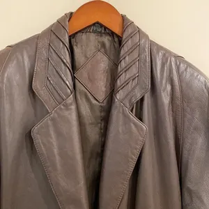 Jacqueline Ferrar VTG Sz Small Chocolate Brown Leather Trench Coat thumbnail 2