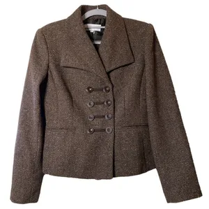 EUC Calvin Klein Brown Tweed double breasted Suit Jacket‎ Sz 6 thumbnail 1