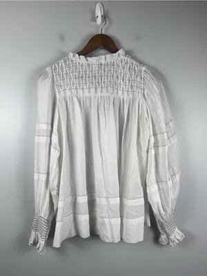 By Anthropologie Long-Sleeve Airy Babydoll Blouse white black size large thumbnail 8