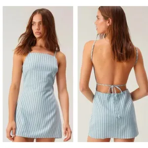 Nasty Gal Pinstripe‎ Twill Tailored Strappy Mini Dress Size 4 thumbnail 2