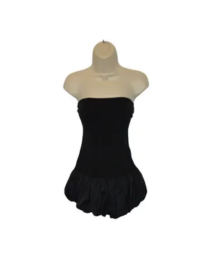 Edikted Black Bubble Skirt Ribbed Mini dress‎ size M thumbnail 4