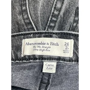 Abercrombie & Fitch 90's Straight Black Ultra High Rise Denim Jeans Pants Sz 26 thumbnail 3