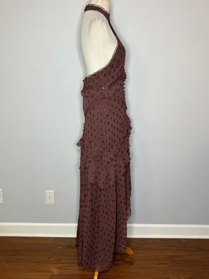 ASOS - Brown Halter Tiered Maxi Dress thumbnail 2