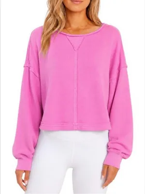 Aerie Hot Pink Beach Party Cropped Sweatshirt XXL thumbnail 1