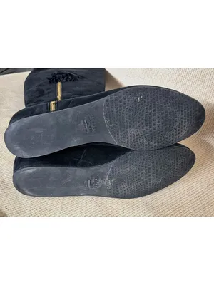 Stuart Weitzman Black Suede Leather Hidden Wedge Tall Tassel Boots Size 9 EUC thumbnail 5