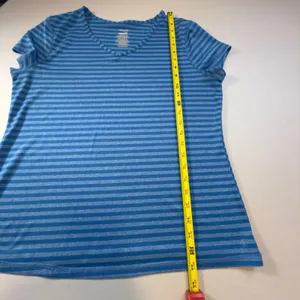 Danskin Womens Striped XL V-Neck Short Sleeve T-Shirt Casual Summer Knit Top thumbnail 6