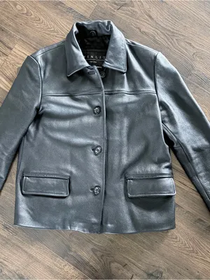 90s Vintage Women’s Black Leather Coat Medium Winlit New York thumbnail 6