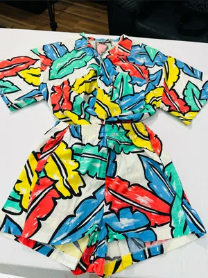 Plus Size Multicolor Leaf Print Swim Cover thumbnail 8