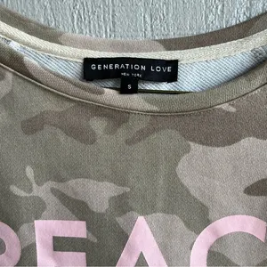 Generation Love Karly Camouflage Peace Cotton‎ Pullover Sweatshirt Green Camo S thumbnail 3