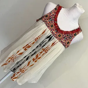 Akemi + Kin Anthropologie Embroidered Beaded Babydoll Tank Top White Small thumbnail 1