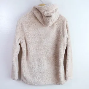 PINK Victoria's Secret Sherpa Teddy‎ Fleece Hoodie XS Beige Quarter Zip Pullover thumbnail 6