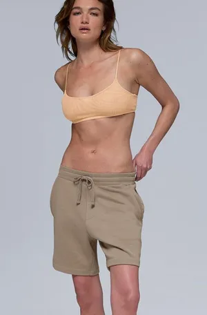 alo Yoga UNISEX ‘The Chill Short’ ‘Gravel’ Tan Sweat Shorts thumbnail 1