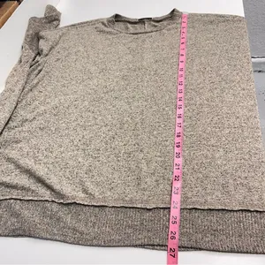 JODIFL sweater oversized heathered tan crew‎ neck sweater side slit ribbed M L thumbnail 6