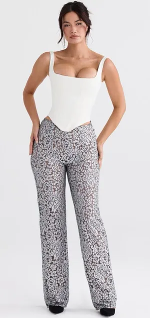 House of CB Mara‎ Silver Metallic Trousers NWOT size M thumbnail 1