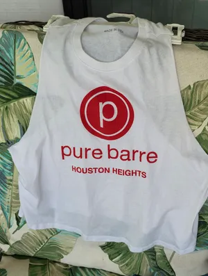 Pure Barre Houston Heights White W/red Logo Tank Top Medium thumbnail 1
