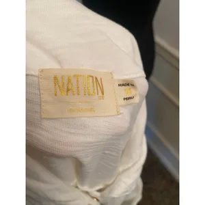 Nation Ltd The Desta Femme Button Up Top in Optic White w Gold Accents Cotton thumbnail 7