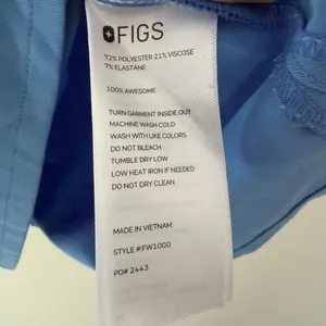Figs Catarina One-Pocket Scrub‎ Top Blue Short Sleeve Scrub Shirt Size Large thumbnail 3