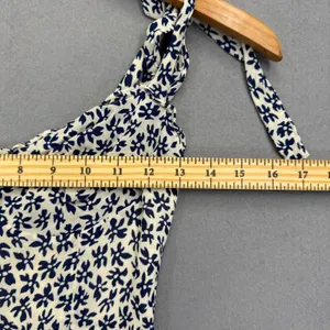 Reformation Christine Dress Navy Floral Tie Strap Mini Dress Size 6 USA Made thumbnail 3