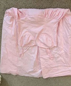 Midi blush pink corset dress thumbnail 1