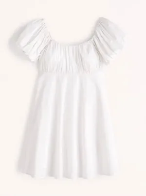White Abercrombie Puff Sleeve Mini Dress Size Medium NWT thumbnail 1