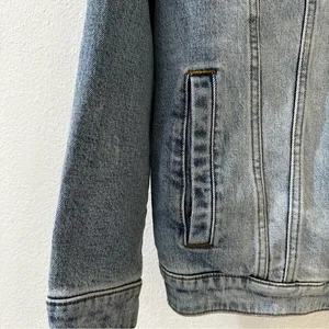 Abercrombie‎ & Fitch Denim Trucker Jacket Sherpa Collar Size Small Blue thumbnail 5