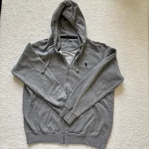 U.S. POLO ASSN Vintage Style Heather Gray Zip Up Hoodie Skate Indie grunge Large thumbnail 2