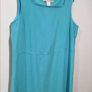 Victoria Holley Vintage 80s Sky Blue Silk Square Neckline Shift Dress thumbnail 3