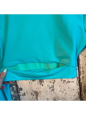 Jolyn Taranaki Long Sleeve Crop Cut-out Rashguard Teal, size Large thumbnail 2