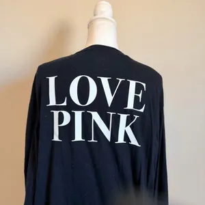 Victoria's Secret PINK Oversized Black Logo Campus Long sleeve Tee size large thumbnail 3