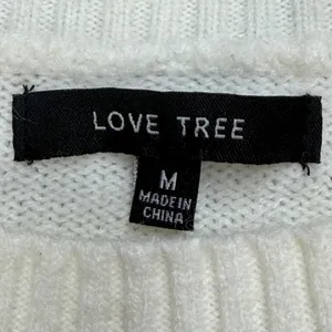 Love Tree Womens Medium Ivory Coquette Preppy Cable Knit‎ Nantucket Sweater thumbnail 4