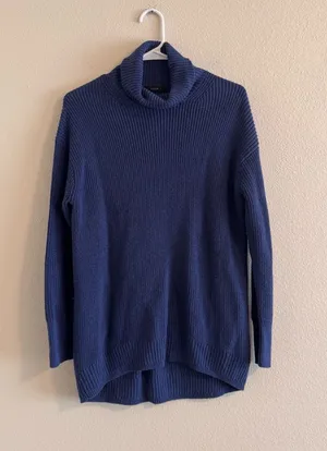 J crew Cozy Ribbed Navy Turtleneck Sweater thumbnail 1