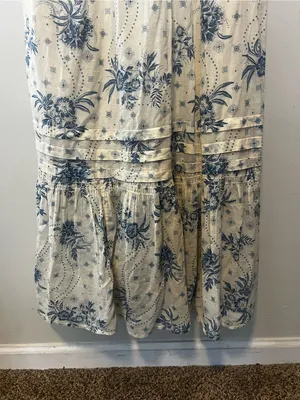 Free People Golden HourCream Maxi Dress with Blue Floral Print thumbnail 6