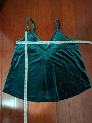Love on a Hanger Teal Velvet Lace Camisole Top Medium thumbnail 5