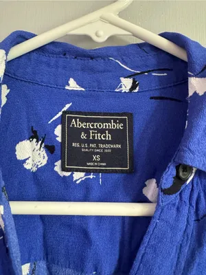 Abercrombie & Fitch Royal Blue Floral Button-Down Shirt Dress Size XS thumbnail 3