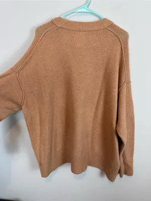 Aerie Oversized Crew Neck Sweater Camel Brown Large thumbnail 7