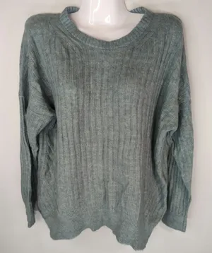 Abercrombie & Fitch‎ Aqua Green Ribbed Knit Crew Neck Pullover Sweater Size S thumbnail 1