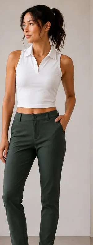 OGL Move Women’s Small White Sleeveless Polo Top Built In Bra Padded Stretch NWT thumbnail 1