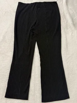 Maeve Anthropologie Margot Kick-Flare Cropped Pinstripe Pants Black thumbnail 6