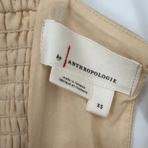 by Anthropologie Linen Blend Tortoise Ring Cut Out Mini Dress Beige XS‎ thumbnail 4