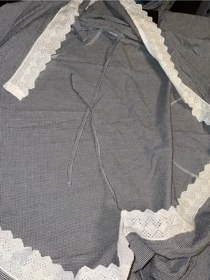 Eileen West Blue Gingham Cotton Robe White Lace Trim Tie Waist Cover Up thumbnail 8
