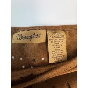 Wrangler Womens Faux Suede Laser Cut Fringe Poncho Brown XL LW4053X thumbnail 4