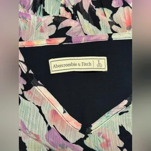 EUC Abercrombie & Fitch Black Spaghetti Strap Floral Peplum Tank size large thumbnail 6
