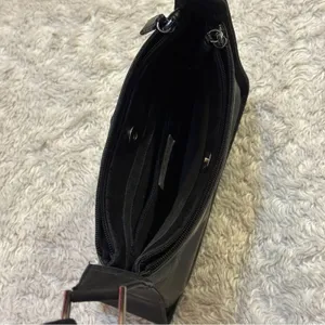 Vintage 90s Nine West Genuine Leather Black Shoulder Bag Silver Nylon thumbnail 12