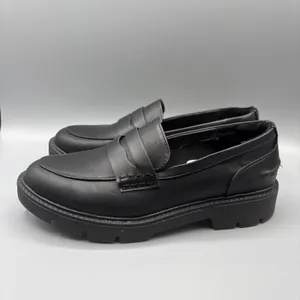 A New Day Chunky Penny Loafers Size 9.5 Black Faux Vegan Leather Dark Academia thumbnail 6