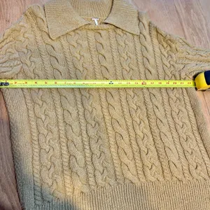 Free People Mustard Yellow Cable Knit Collared Pullover Sweater Women's Size XS‎ thumbnail 6