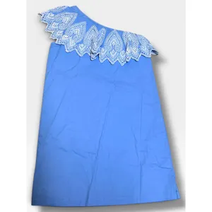 Mud Pie Laurel Periwinkle One Shoulder Eyelet Cotton Dress XS 0-2 NEW thumbnail 7