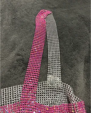 SheIn NWOT Rhinestone Detail Metallic Open Back Pink Top thumbnail 11