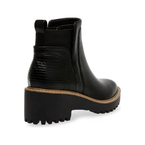DV Dolce Vita Rango Black Lug Sole Chelsea Ankle Boots Croc Embossed Heel 8 thumbnail 9